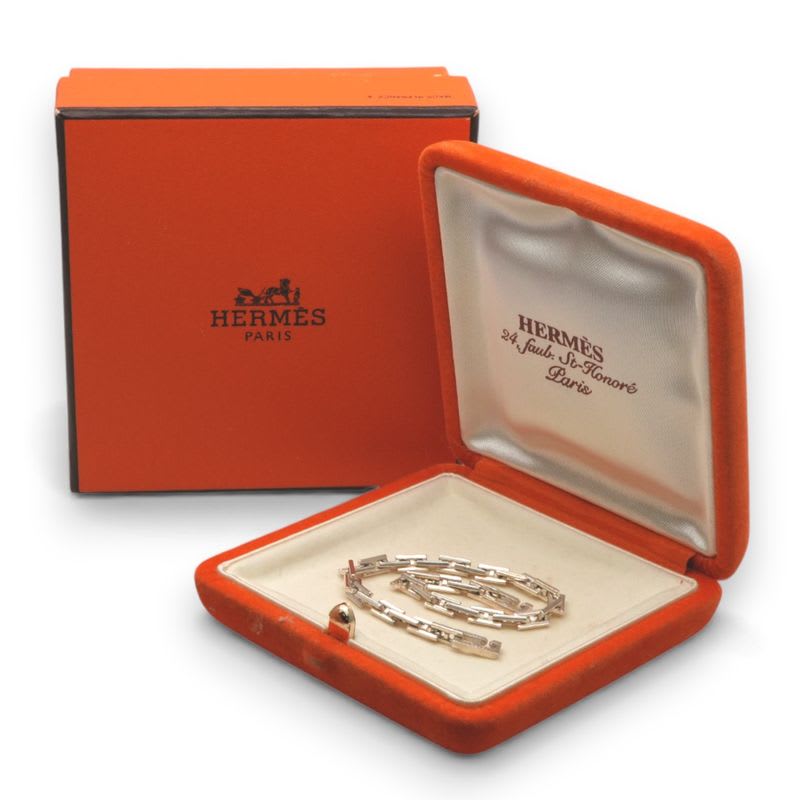 Hermes Cles Bracelet Bangle Cuff 925 Silver