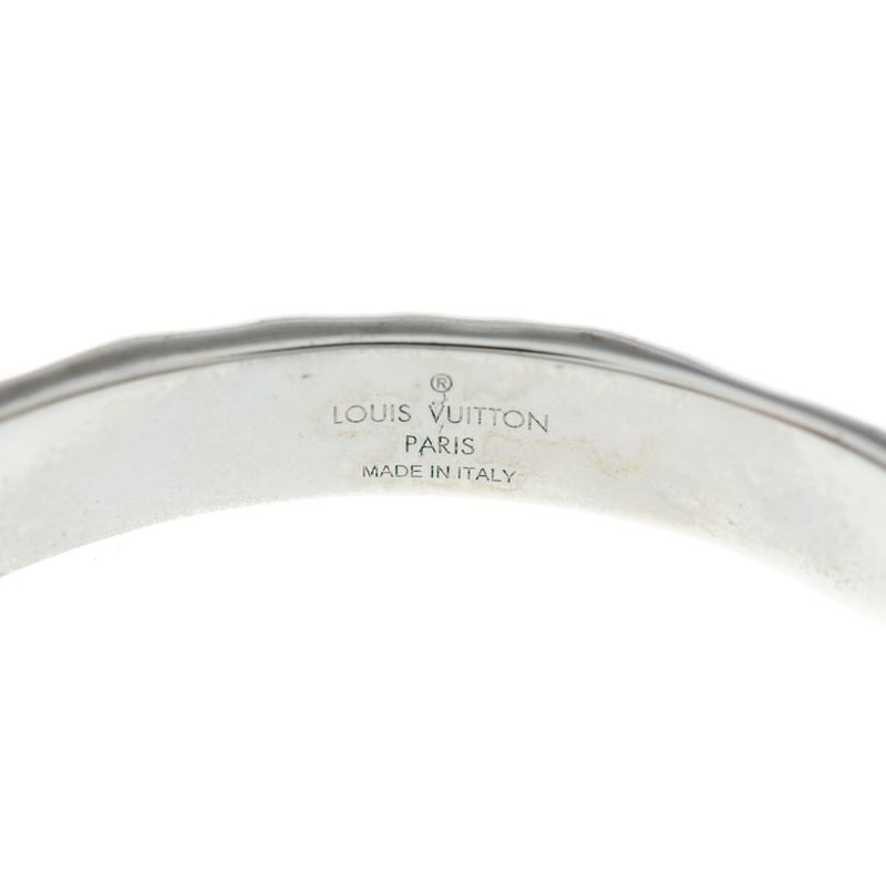 Louis Vuitton Cuff Monogram Curved Bangle Bracelet Silver M00332