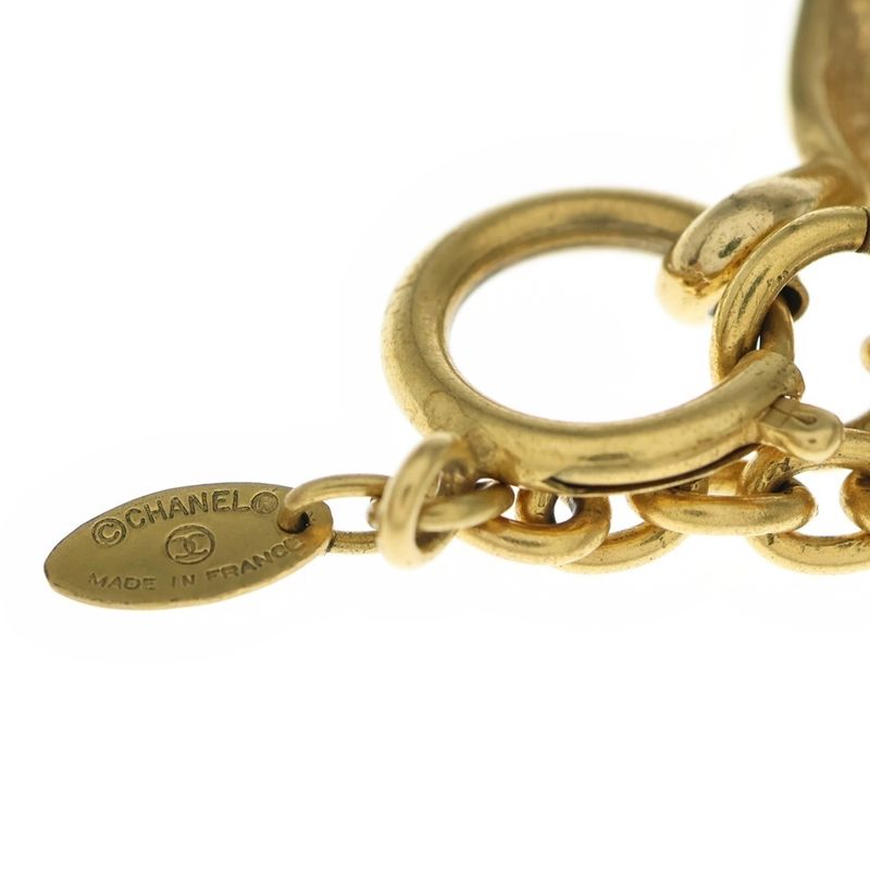 Chanel Cocomark Diamond Necklace Pendant Chain Gold