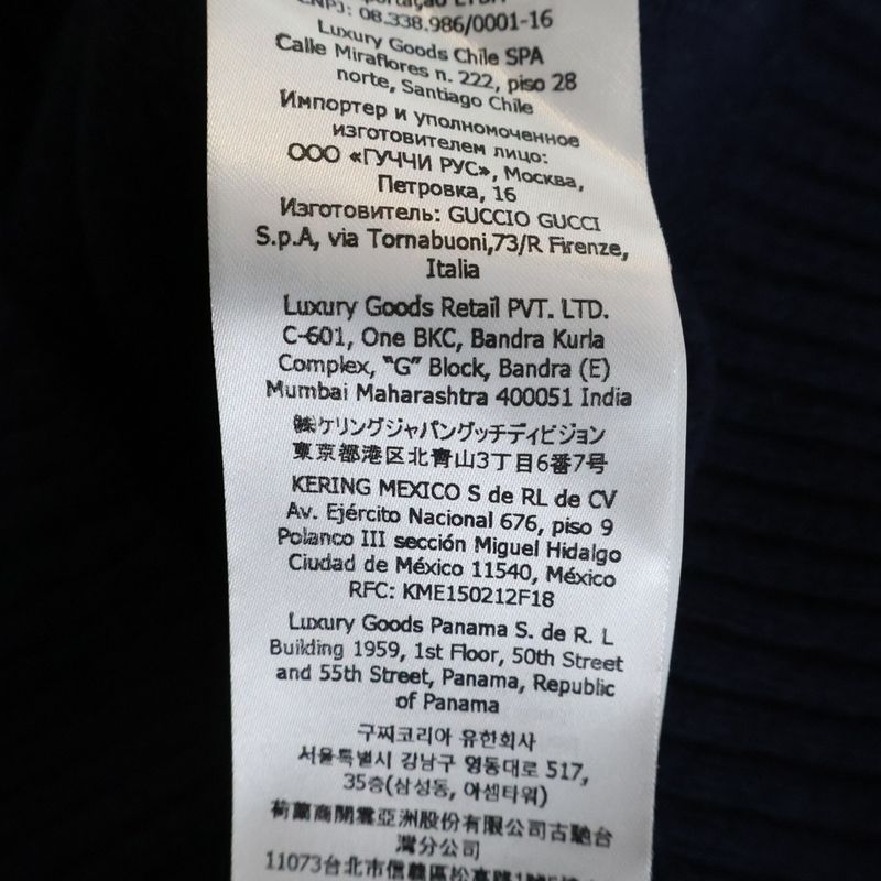 Gucci 22ss Horsebit Cashmere Crew Neck Pullover Long Sleeve Knit Sweater Navy