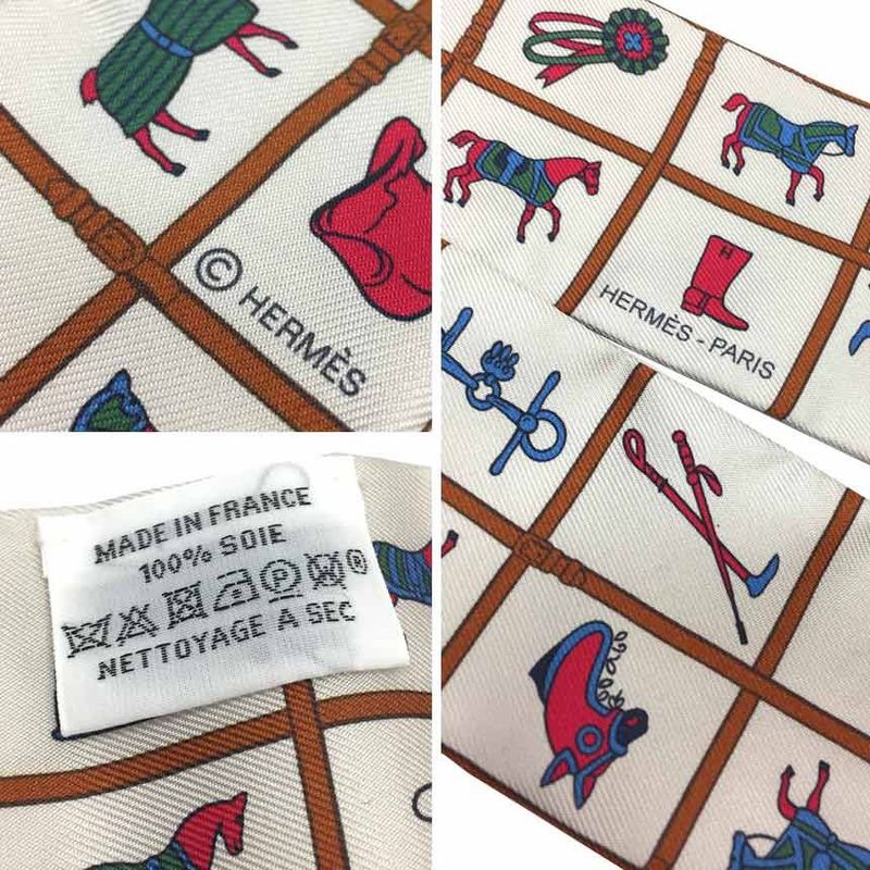 Sale Unused Hermes Twilly Couvertures Et Tenues de Jour Horsewear White Scarf