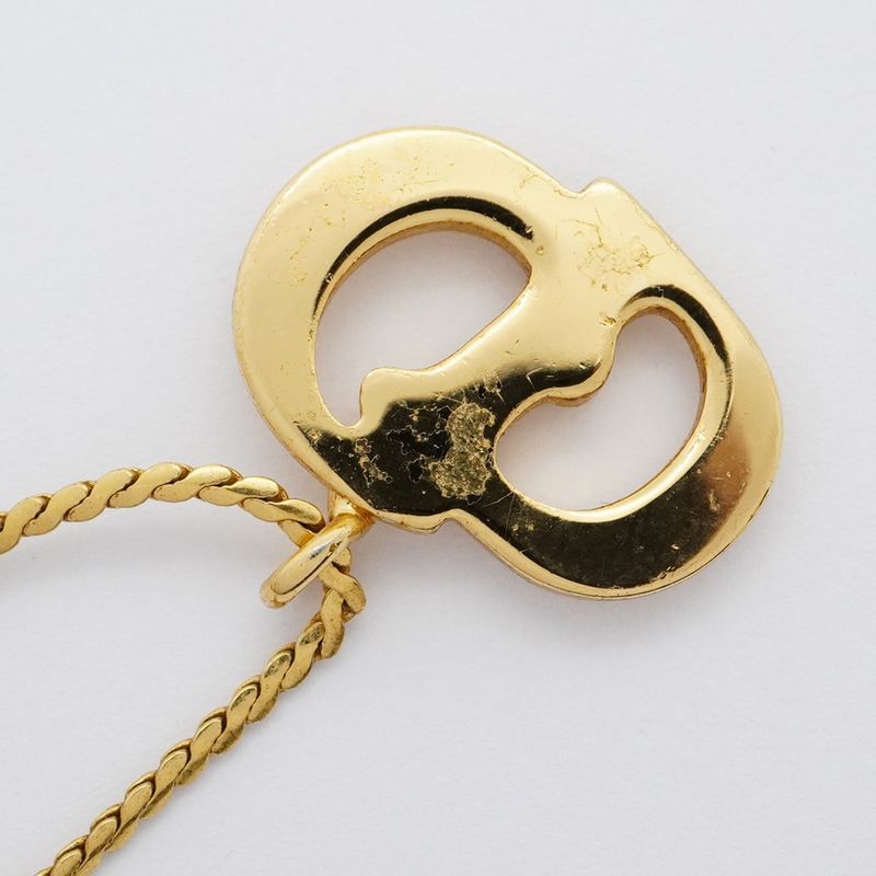 Christian Dior Necklace CD Logo GP Plated Gold Ladies
