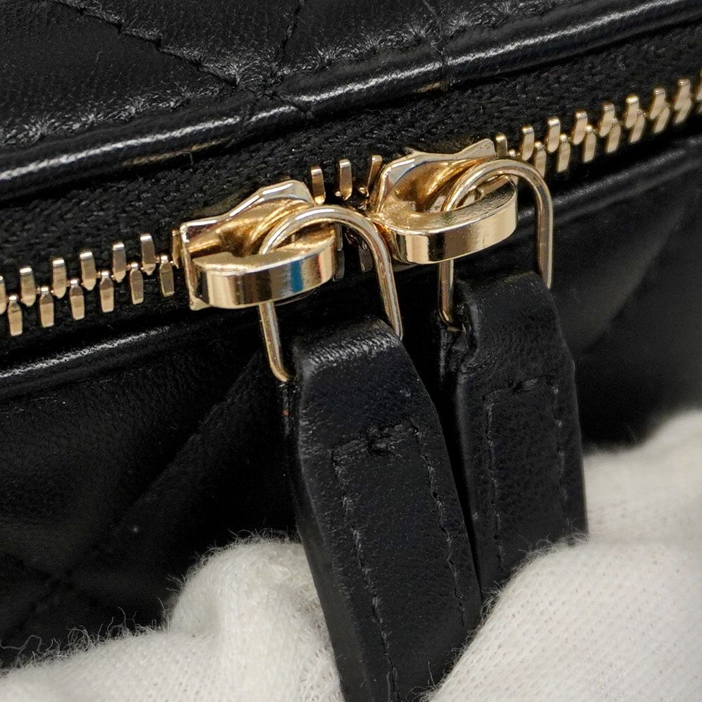 Chanel Vanity Bag Matelasse Lambskin Black Champagne Gold Hardware