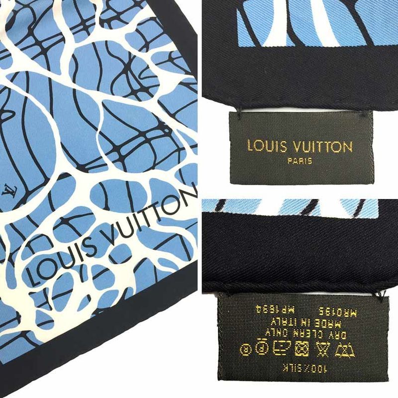 Louis Vuitton Scarf Blue Monograph Scarf Silk Aq7651