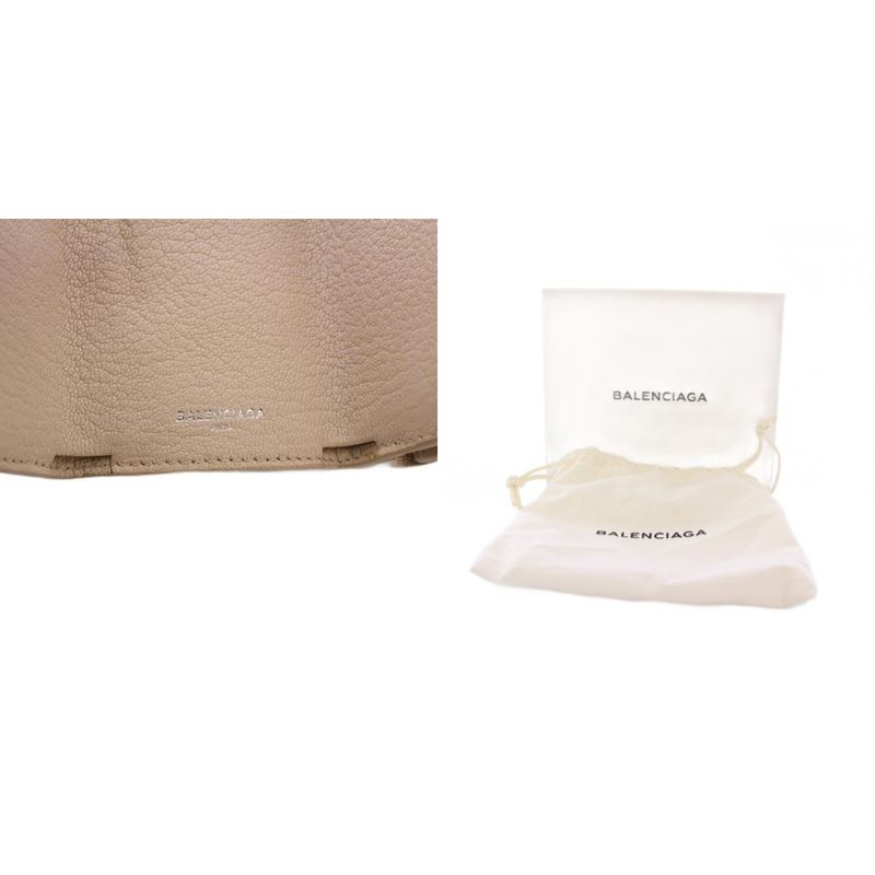 Balenciaga Edge City Mini Wallet Trifold Wallet Leather Beige 470059 KH - OH