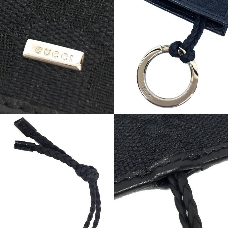 Sale Gucci GG Canvas Clochette Necklace Key Ring Key Holder Charm Black