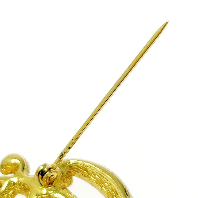 Christian DIOR GP Rhinestone Emblem Brooch Gold 510520 Brooch