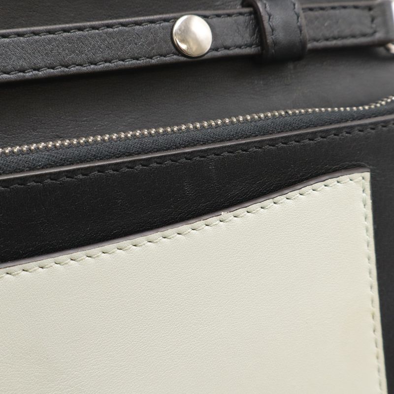 CELINE Pocket Large Flap Chain Wallet Shoulder Bag 2WAY Clutch Leather Black