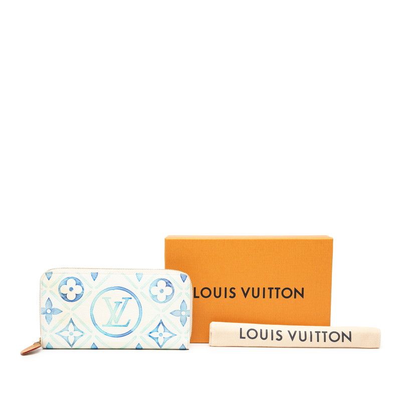 Louis Vuitton Monogram Tile Zippy Wallet Visor Pool M83624 Lagoon Blue White