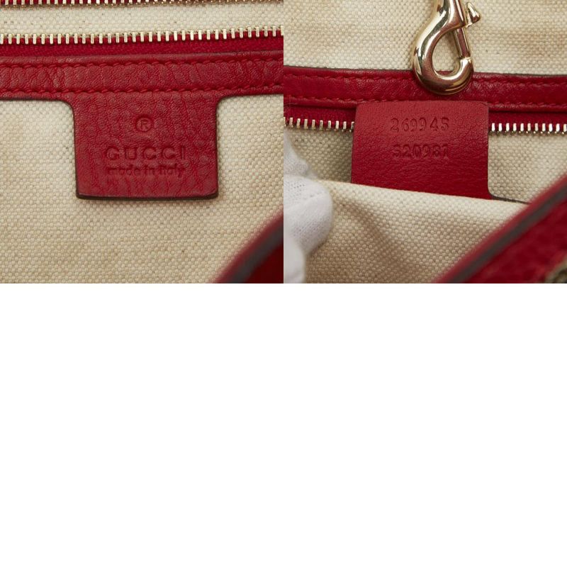 Gucci GG Canvas Bamboo Tassel 269945 Beige Red Canvas Leather Women's Gucci