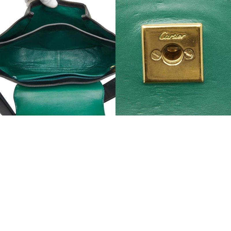 Cartier Panthere Crossbody Shoulder Bag Black Leather Women's Cartier