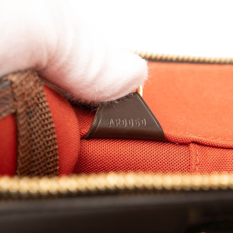 Louis Vuitton Damier Greenwich PM Handbag Boston Bag N41165 Brown PVC Leather