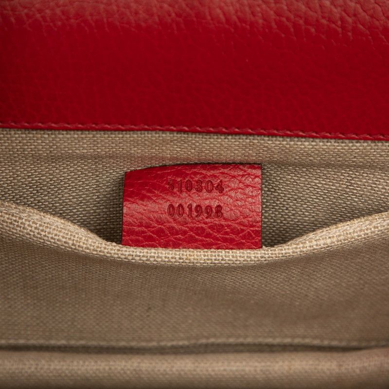 Gucci Interlocking G Crossbody Chain Shoulder Bag 510304 Red Leather Women's