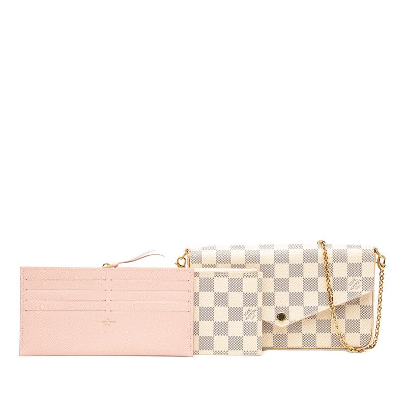 Louis Vuitton Damier Azure Pochette Félicie Chain Shoulder Bag N40491 White PVC