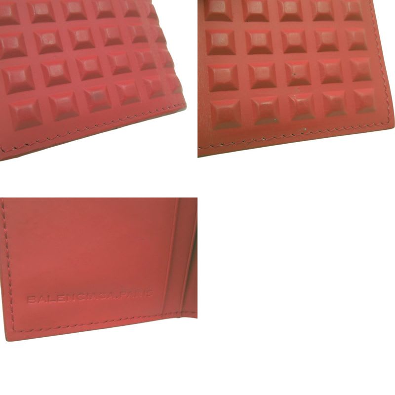Balenciaga Grid Leather Card Case Red 2090