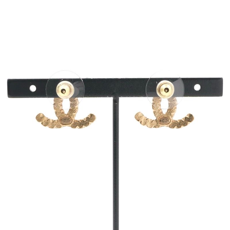 Chanel Earrings Earring Gold Coco Mark Rhinestone Pearl