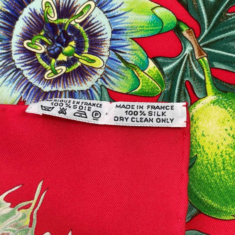 Hermes Scarf Carre 90 P 100% Silk Assiflores Passion Flower Black Red