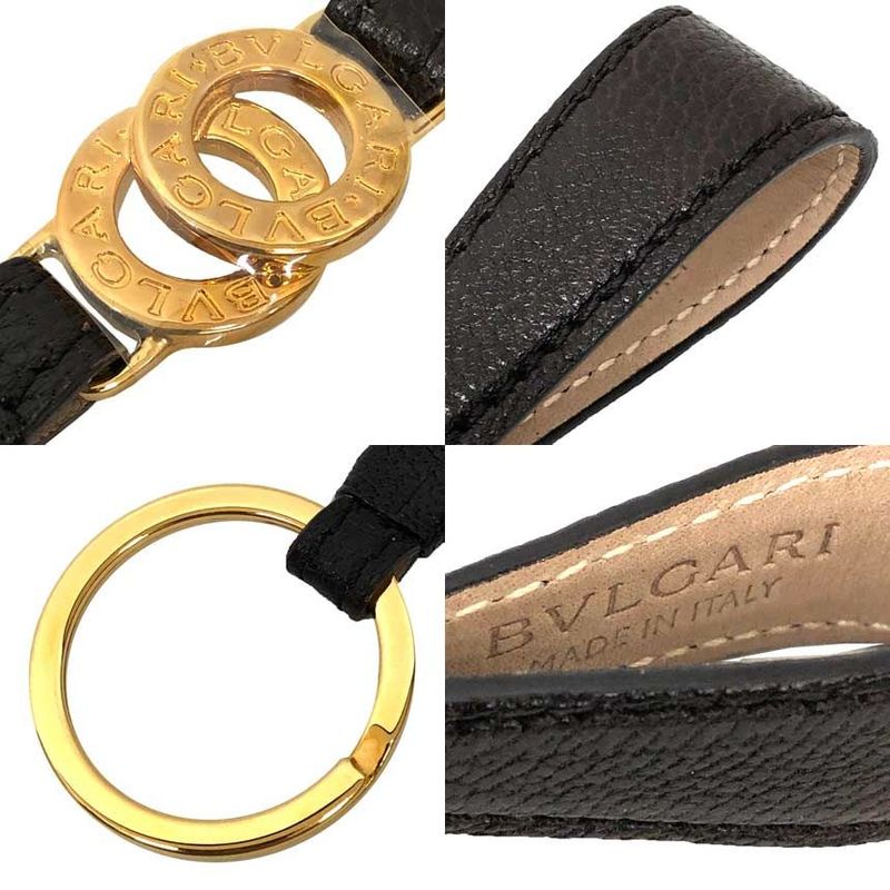Bvlgari Doppiotondo Key Ring Key Holder 25435 Brown Gold Hardware Unused Aq12343