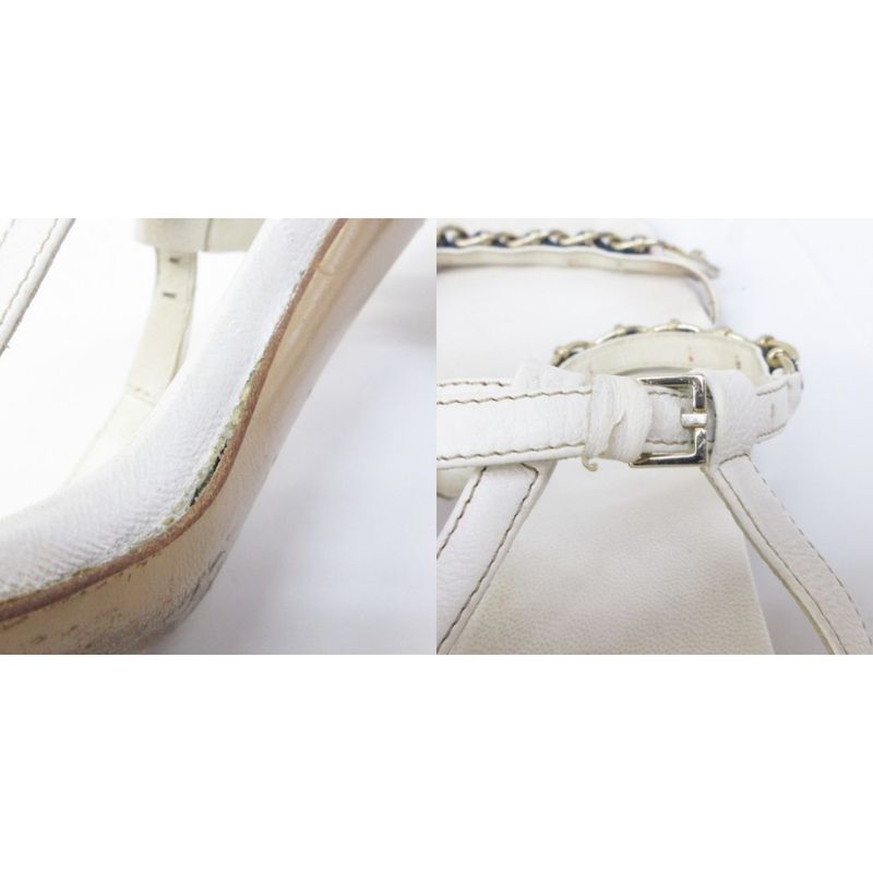 Gucci Sandals Sherry Line Chain Strap Leather High Heel 35 1 2 C Approx 22.5cm