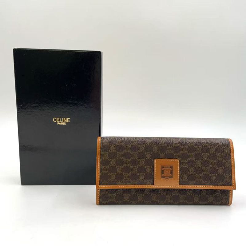 Celine Leather X PVC Brown Wallet