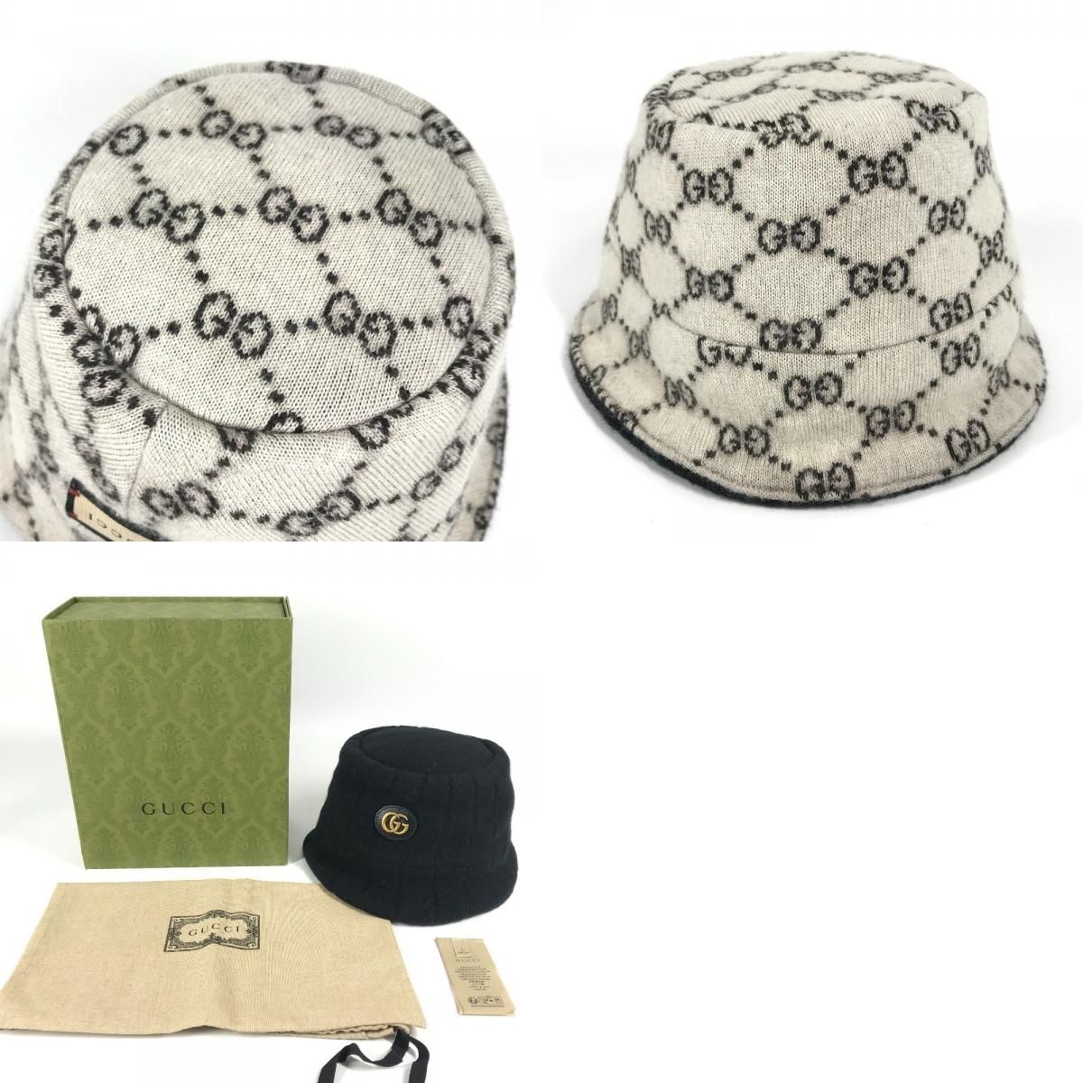 Gucci Hat Double G 757912 Wool Black