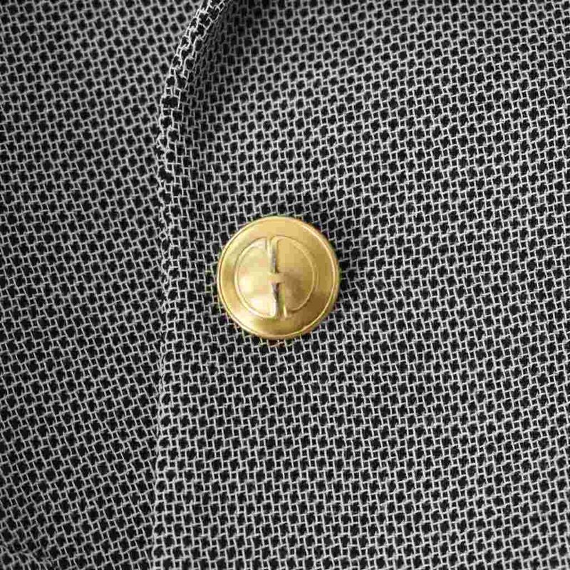 Gucci Tailored Jacket Formal Suit Gold Buttons 38 Beige Black 207-0508-7245