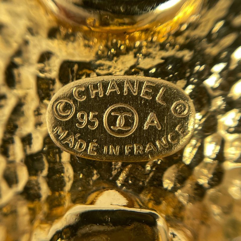 Chanel Coco Mark Faux Pearl Earrings Round Earrings GP Faux Pearl Gold White