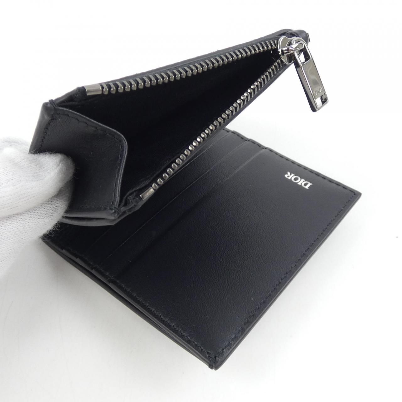 Christian Dior Dior Bifold Wallet CD Logo Leather Black