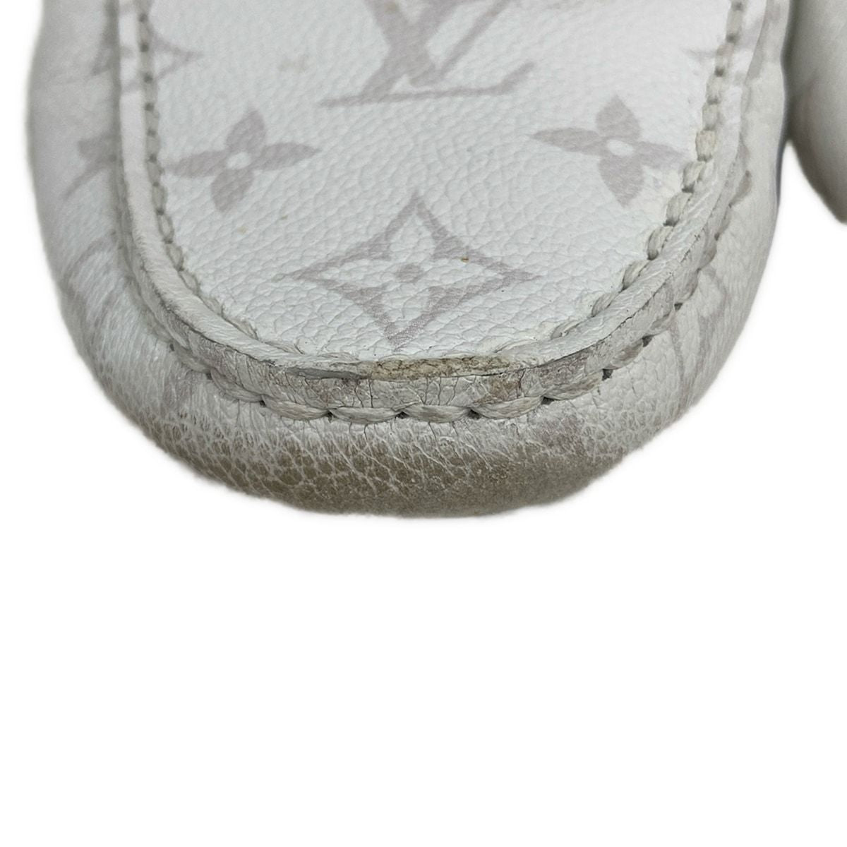 Louis Vuitton Driving Shoes 7 1/2 Men's LV Driver Line Loafers White X Light