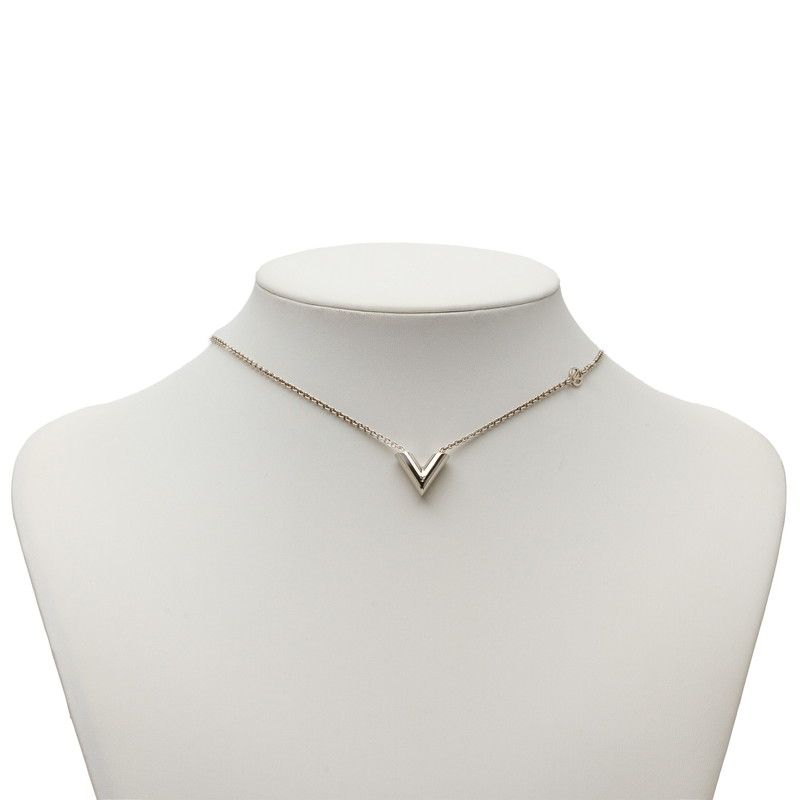 Louis Vuitton Essential V Pendant Necklace M63197 Silver Metal Women's Louis