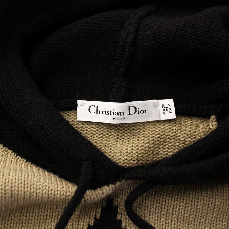 Christian Dior 22aw Knit Parka 3/4 Sleeve Pullover Cashmere Logo I42 Black