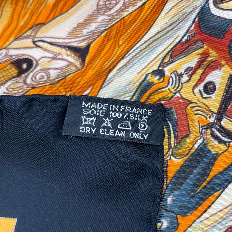 Hermes Carre 90 Tsitsika Silk Scarf Black
