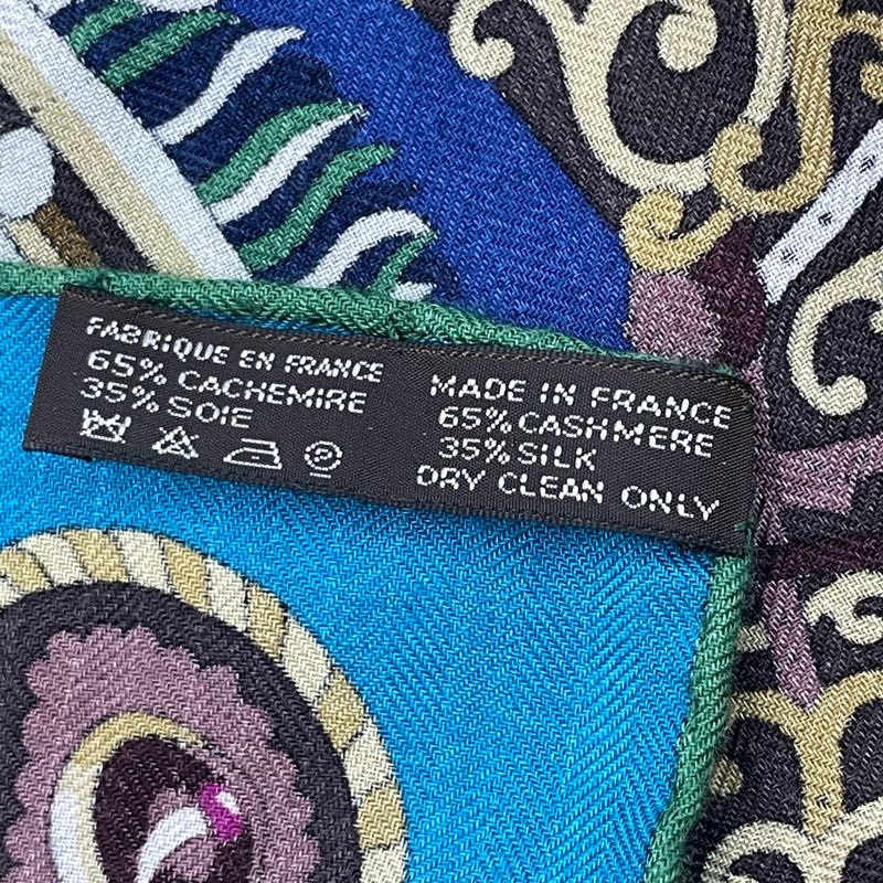 Hermes Scarf Carre 140 Cashmere SOUS LE GIDE de MARS God Of War Blue