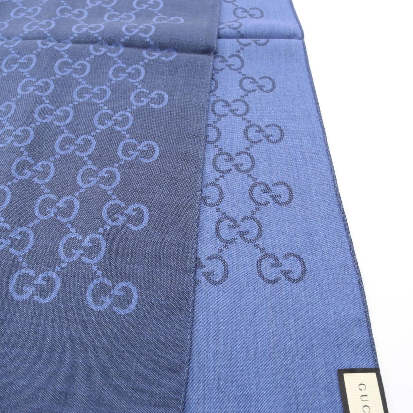 Gucci Stole Gg Pattern 1659043g6464269 Navy Wool Silk Stole Unisex New