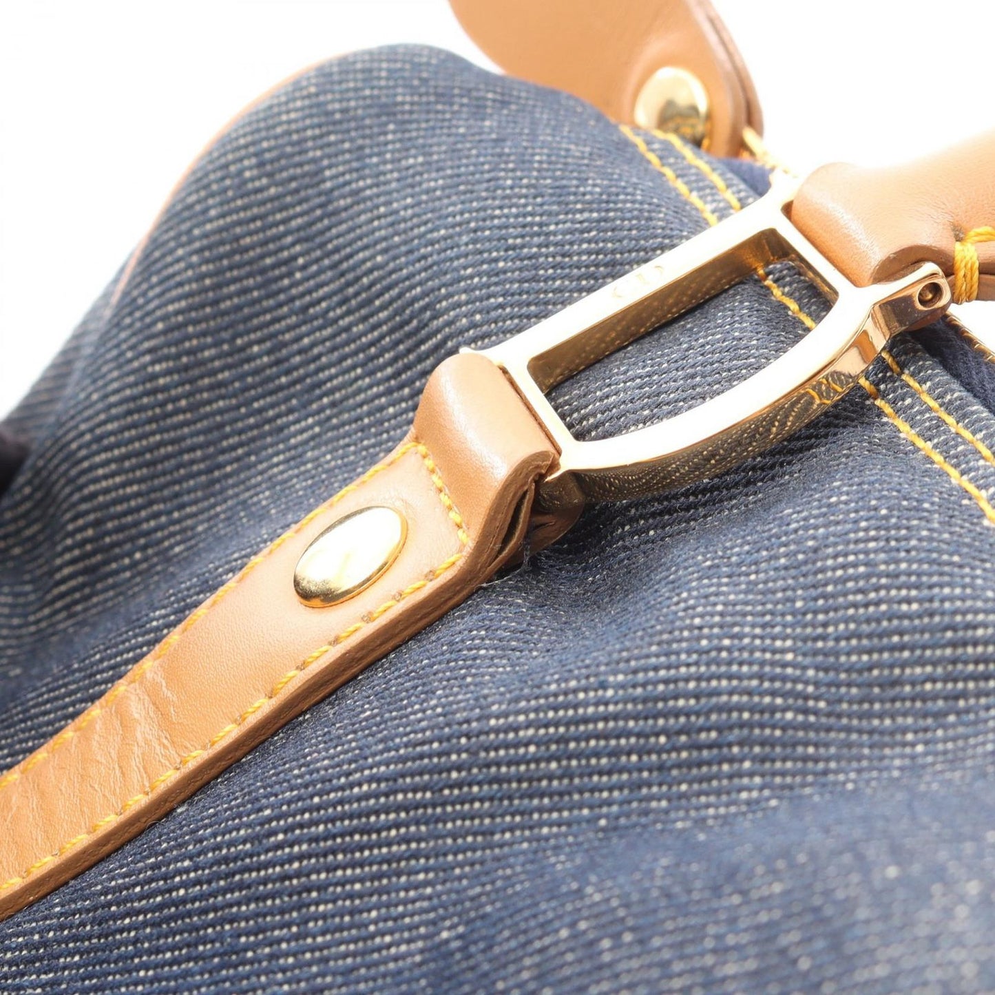 Dior Tote Bag Indigo Blue Denim Leather Mini Boston Bag Ladies a