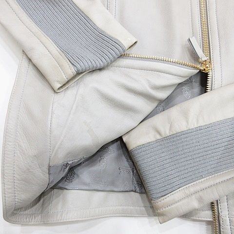 Gucci Jacket Riders Leather Jacket Single Stand Collar Zip Up Genuine Leather