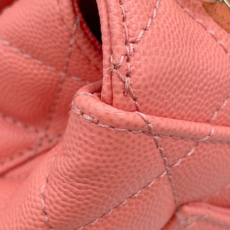 Chanel Handbag CC Logo Coco Handle Mini Flap Lambskin 2-Way Coral Pink