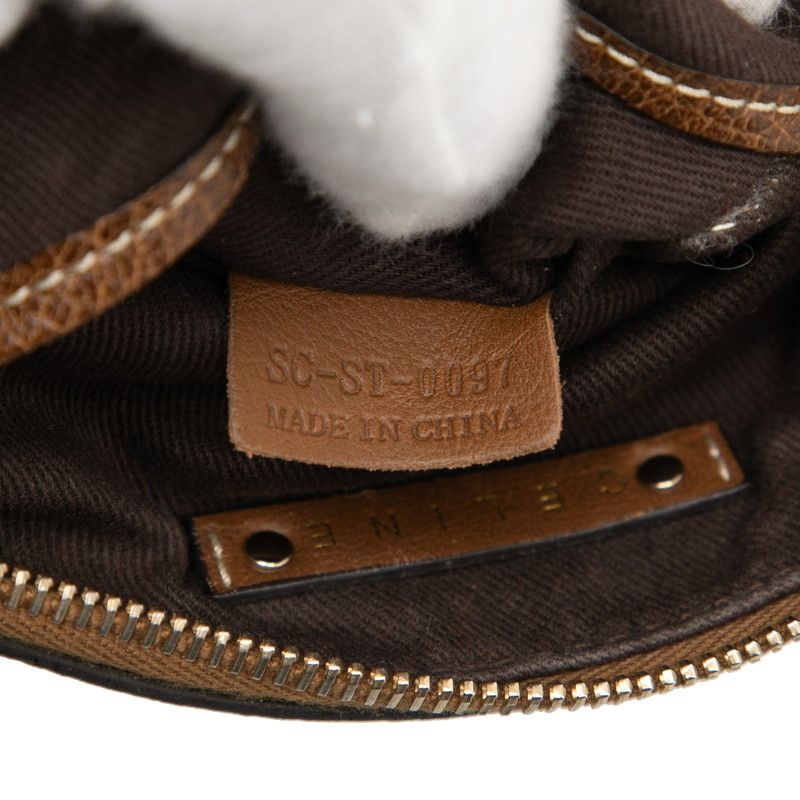 Celine Vintage Carriage Logo One Shoulder Bag Brown Canvas Leather Women's