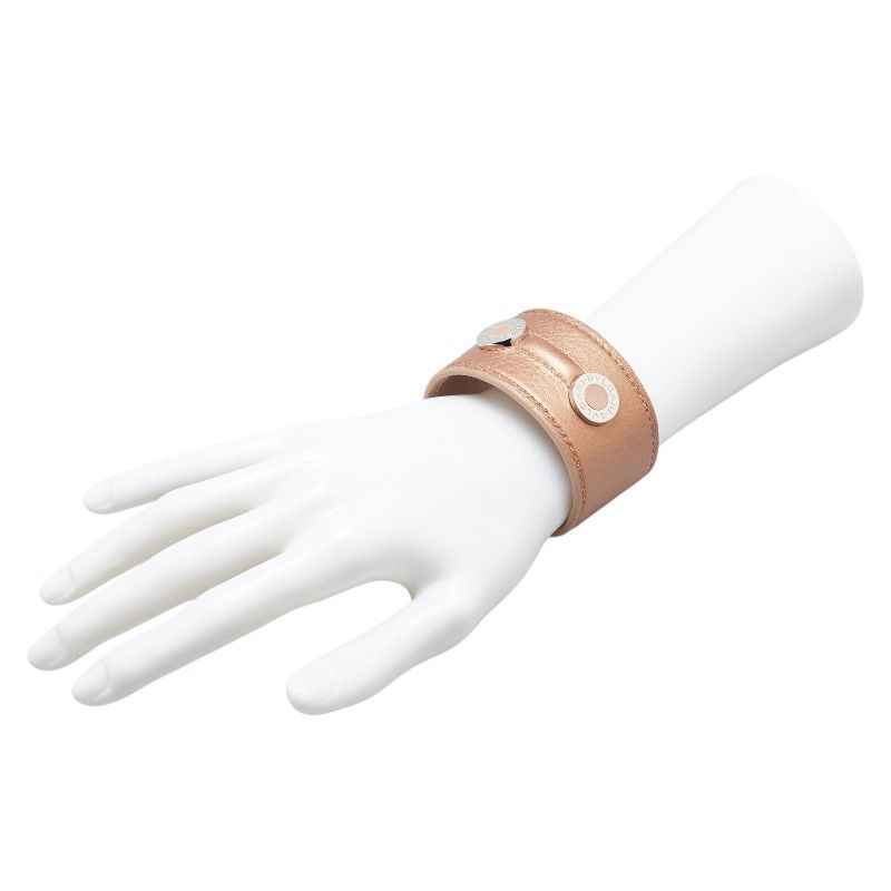 Bvlgari Beige Silver Leather Metal Ladies Bvlgari