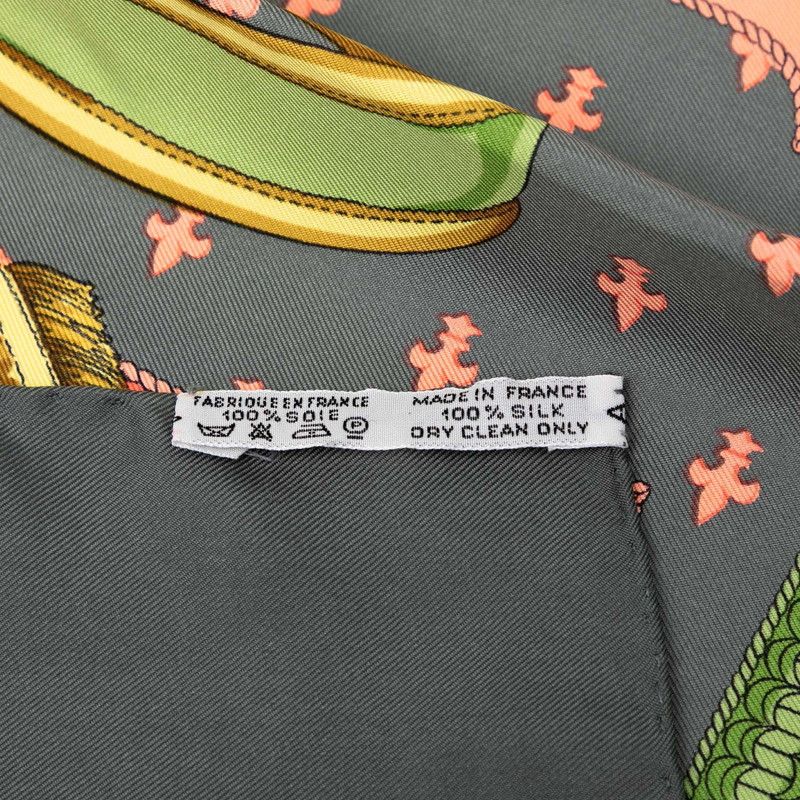 Hermes Carre 90 Selles a Housse Cabas - Gray Multicolor Silk Ladies Hermes