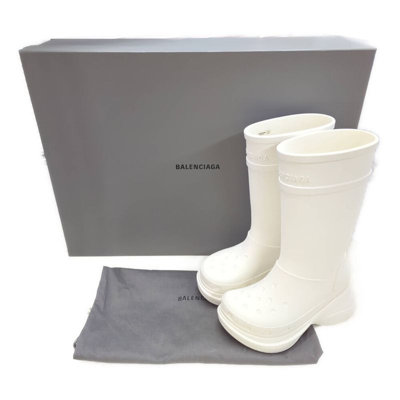 Balenciaga Crocs Collaboration Rubber Long Boots Shoes Rain Boots 36 White