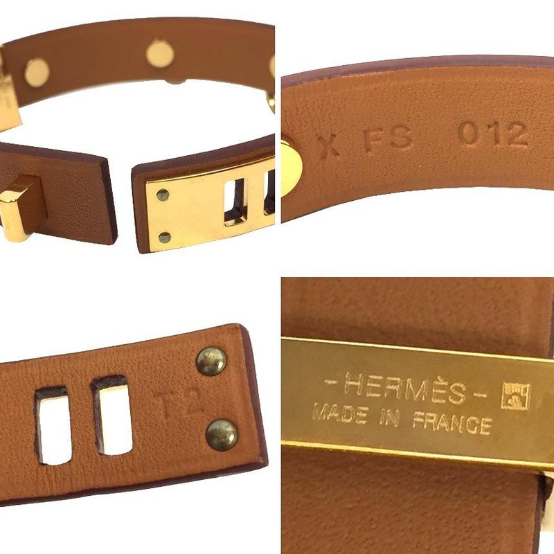 Hermes Leather Bracelet Mini Dog Annaud T2 Aq8113
