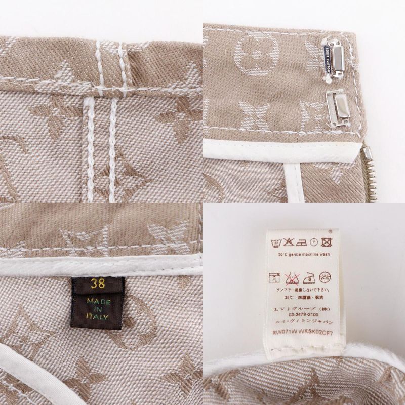 Louis Vuitton Monogram Denim Tight Cotton X Polyester Brown Women's Skirt