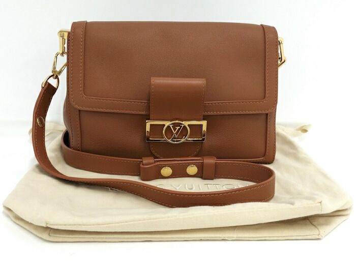 Louis Vuitton Shoulder Bag Dauphine Soft MM Cognac Calf Leather M11476