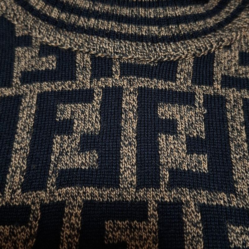 Fendi Long Sleeve Sweater Size 44 (J) Women's - Black X Beige Turtleneck Zucca