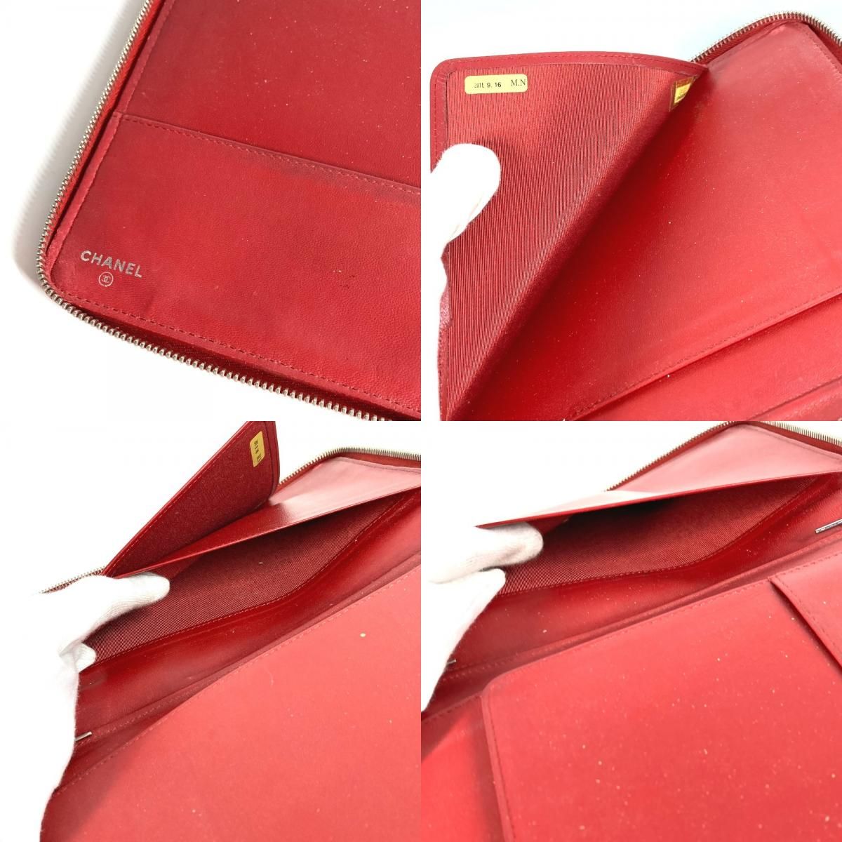 Chanel Chanel Ipad Case CC Logo Quilted Lambskin Red