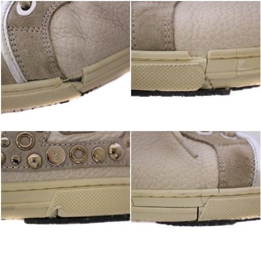 Louis Vuitton LV Logo High Cut Studded Sneakers Shoes Suede Leather 37 Gray