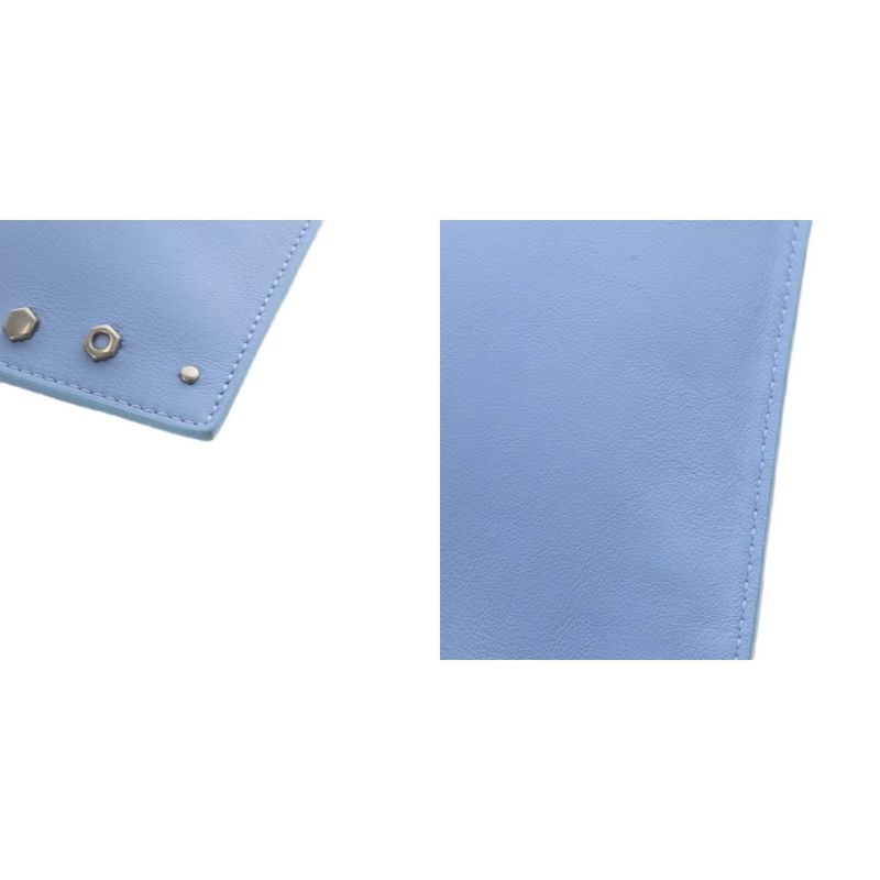 Versace Medusa Studs Wristlet Pouch Clutch Bag Second Bag Leather Blue Yo25 • Sh