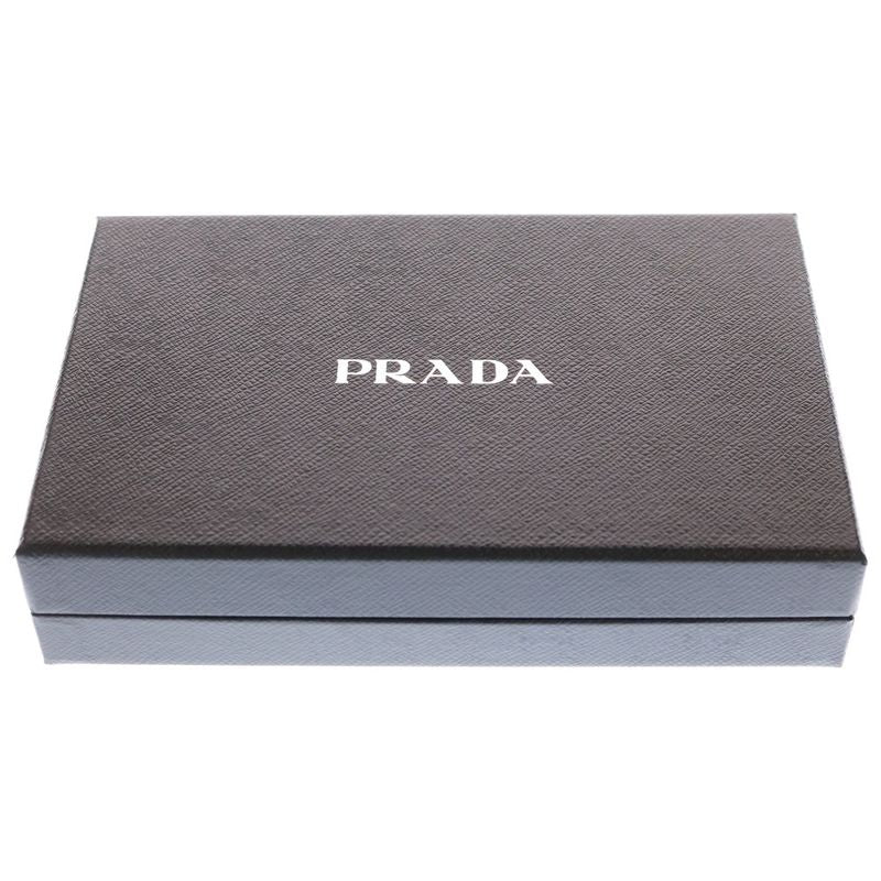 Prada Saffiano Triangle Zip Around Long Wallet Long Wallet Black Leather