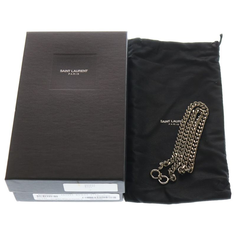 Saint Laurent Paris Envelope Chain Wallet Shoulder Bag Mini Bag Navy Leather